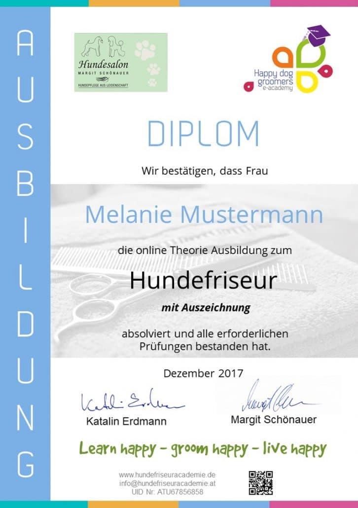 Ausbildung zum Hundefriseur Diplom Kurs mit Margit Schönauer Happy